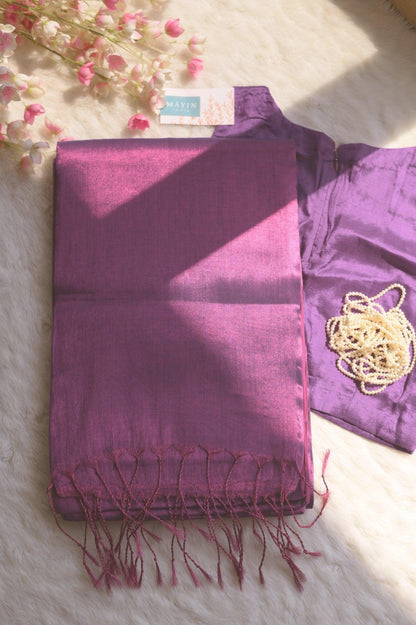 Amethyst Starlight Mul Tissue Saree - Mayin India 