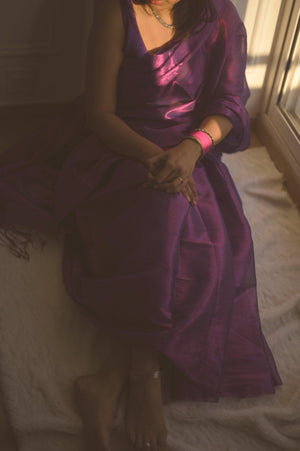 Amethyst Starlight Mul Tissue Saree