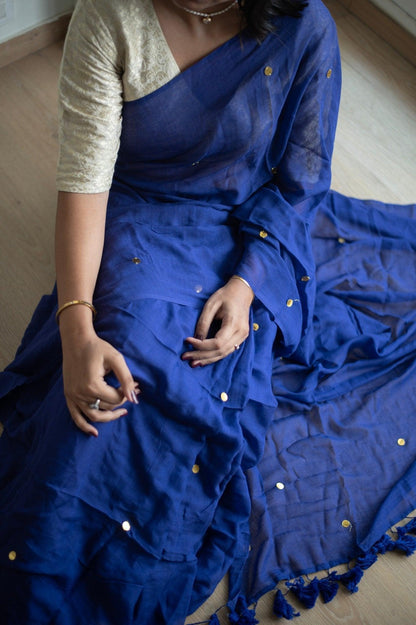Bleu Belle Mul Saree - Mayin India 