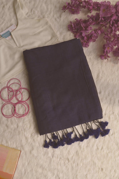 Cobalt Crumble Mul Saree - Mayin India 