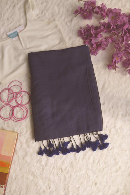 Cobalt Crumble Mul Saree - Mayin India 