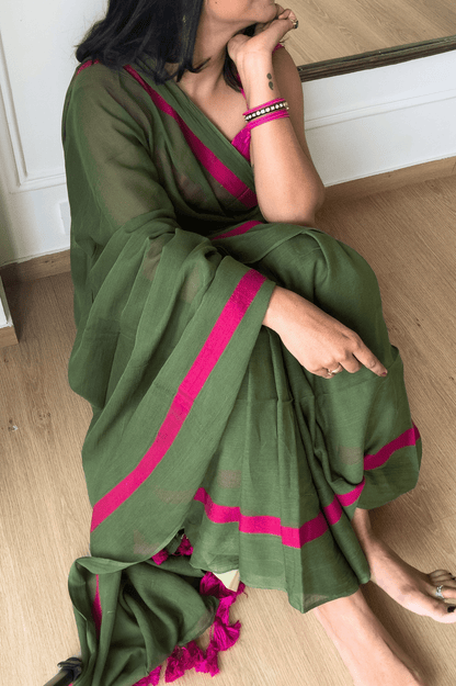 Pink Guava Mul Saree - Mayin India 