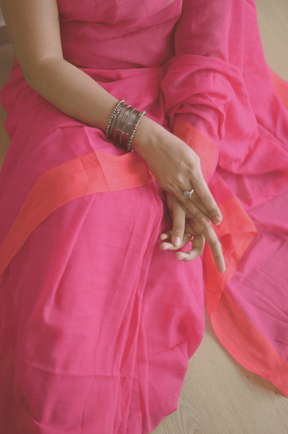 Flamingo Mulmul Saree - Mayin India 