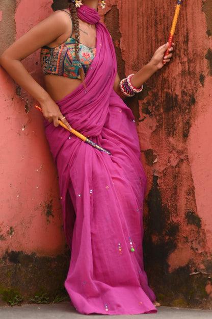 Jamun Rang Mul Saree