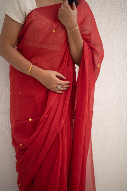 Madder Sequin Mul Saree - Mayin India 