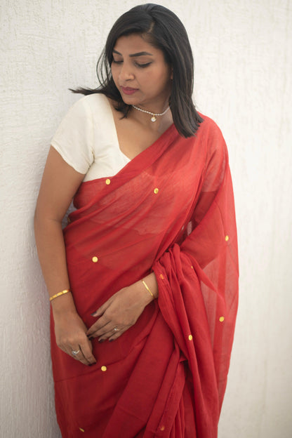 Madder Sequin Mul Saree - Mayin India 