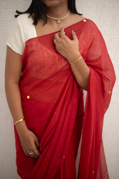 Madder Sequin Mul Saree - Mayin India 