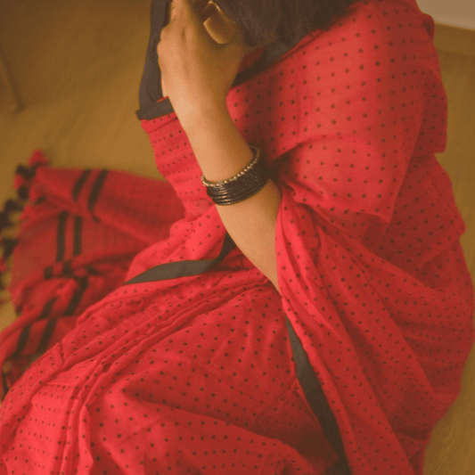 Crimson Charm Mul Saree