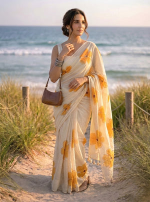 Apricot Mul Saree