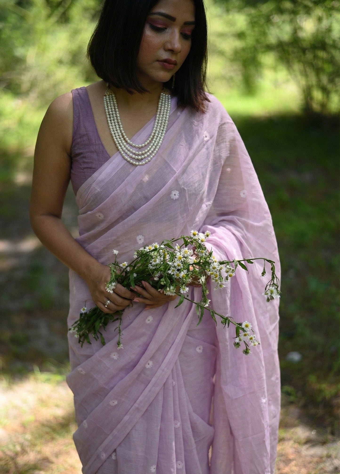 Lilac Bloom Jamdani Saree