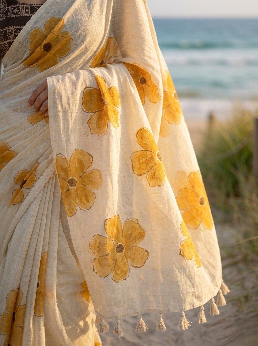 Velvet Leaf Mulmul Saree