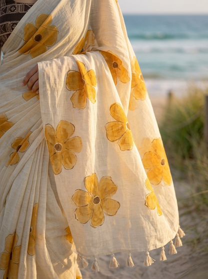 Velvet Leaf Mulmul Saree