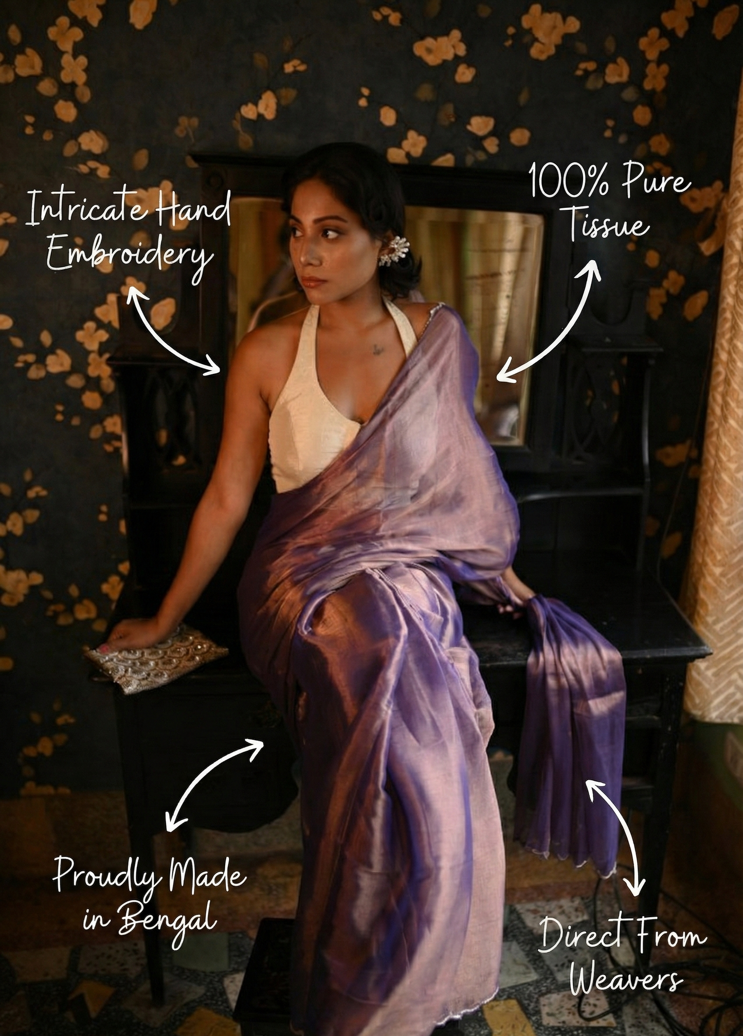 Blue Blood Tissue Saree