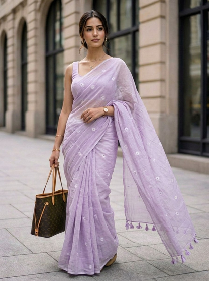 Lilac Bloom Jamdani Saree