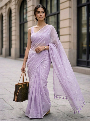 Lilac Bloom Jamdani Saree