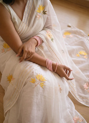Moonlit Lotus Mul Saree