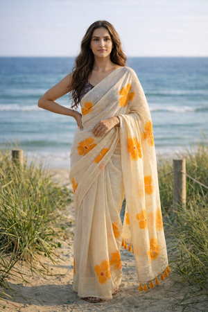 Apricot Mul Saree