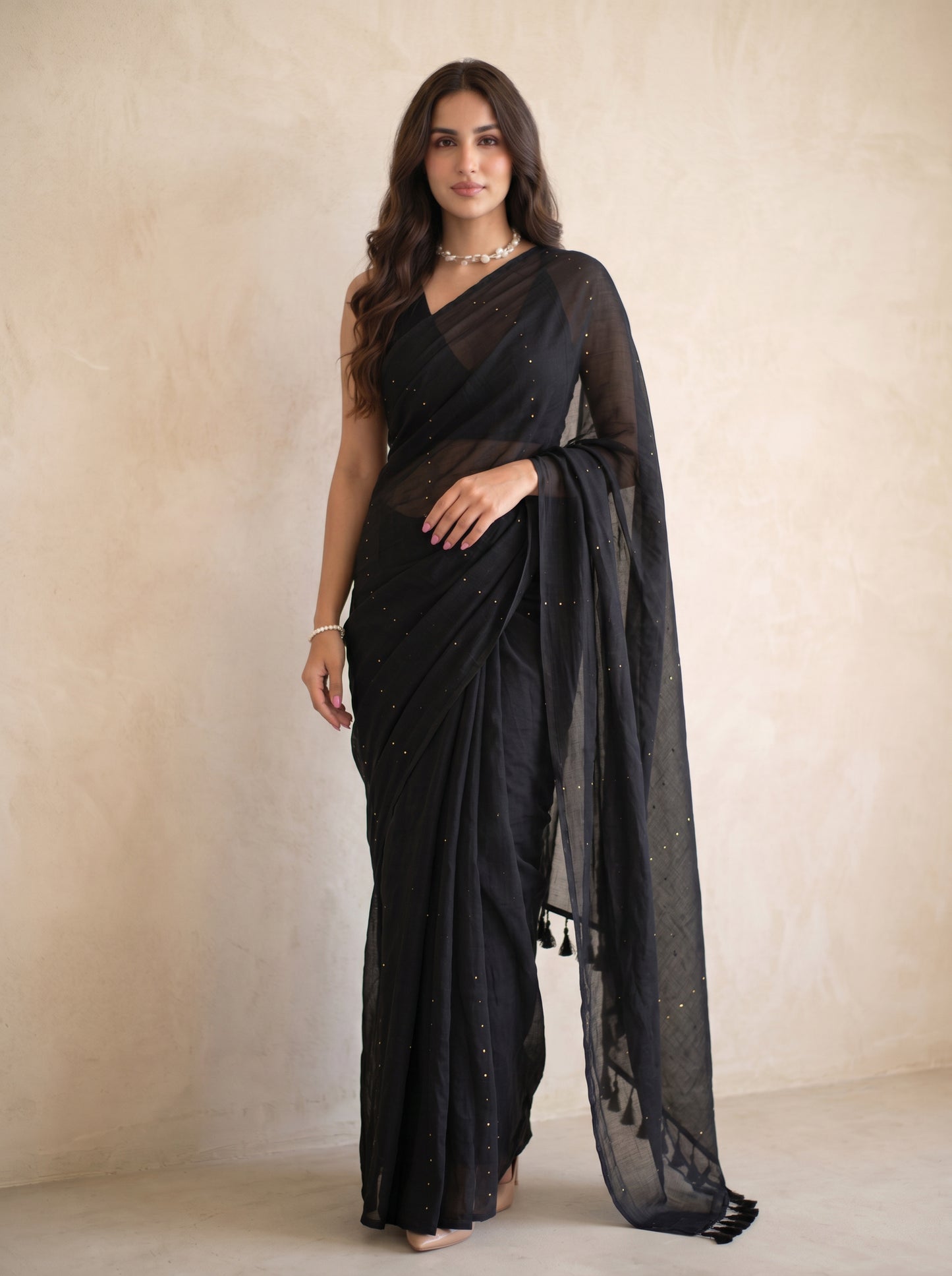 Celestial Noir - Black Sequin Saree
