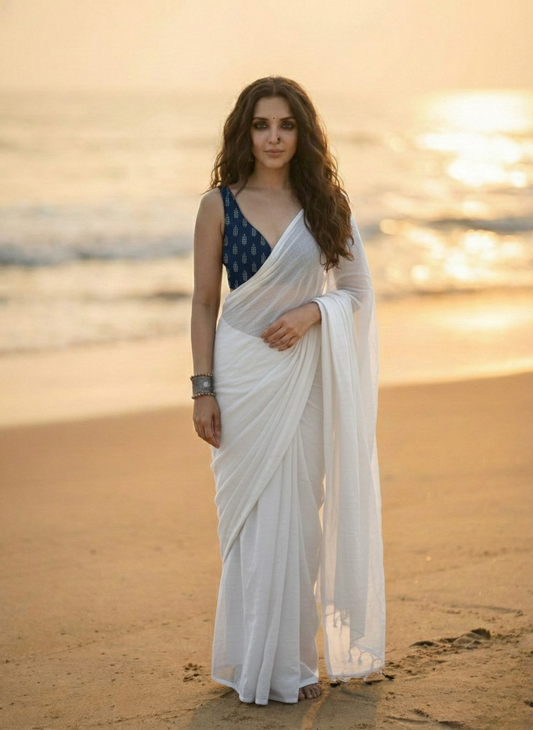 Vanilla Mousse Mul Saree