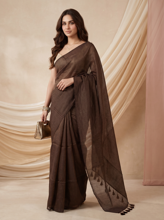 Desi Mocha Mul Saree