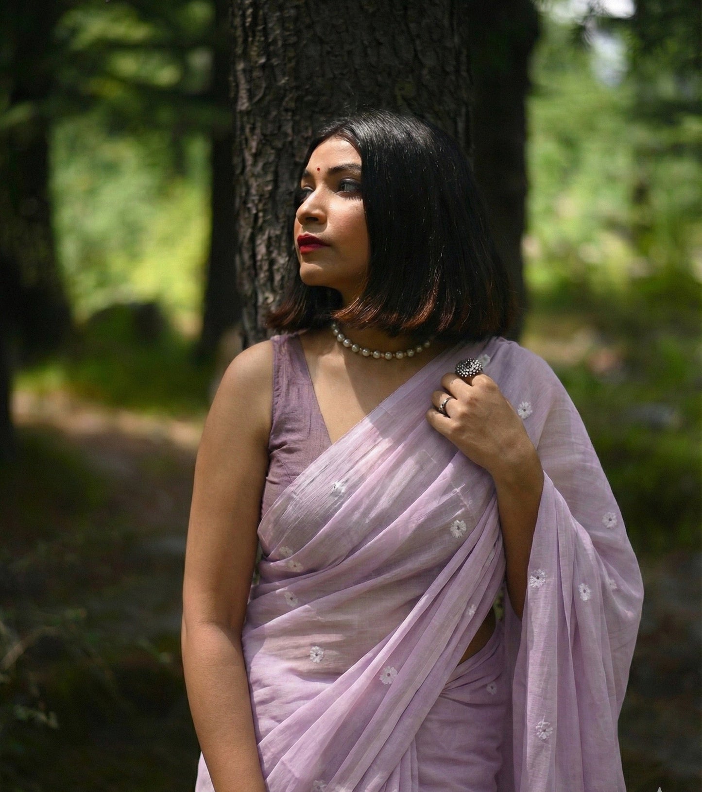 Lilac Bloom Jamdani Saree