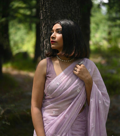 Lilac Bloom Jamdani Saree