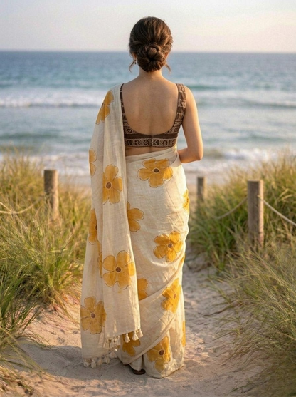 Velvet Leaf Mulmul Saree