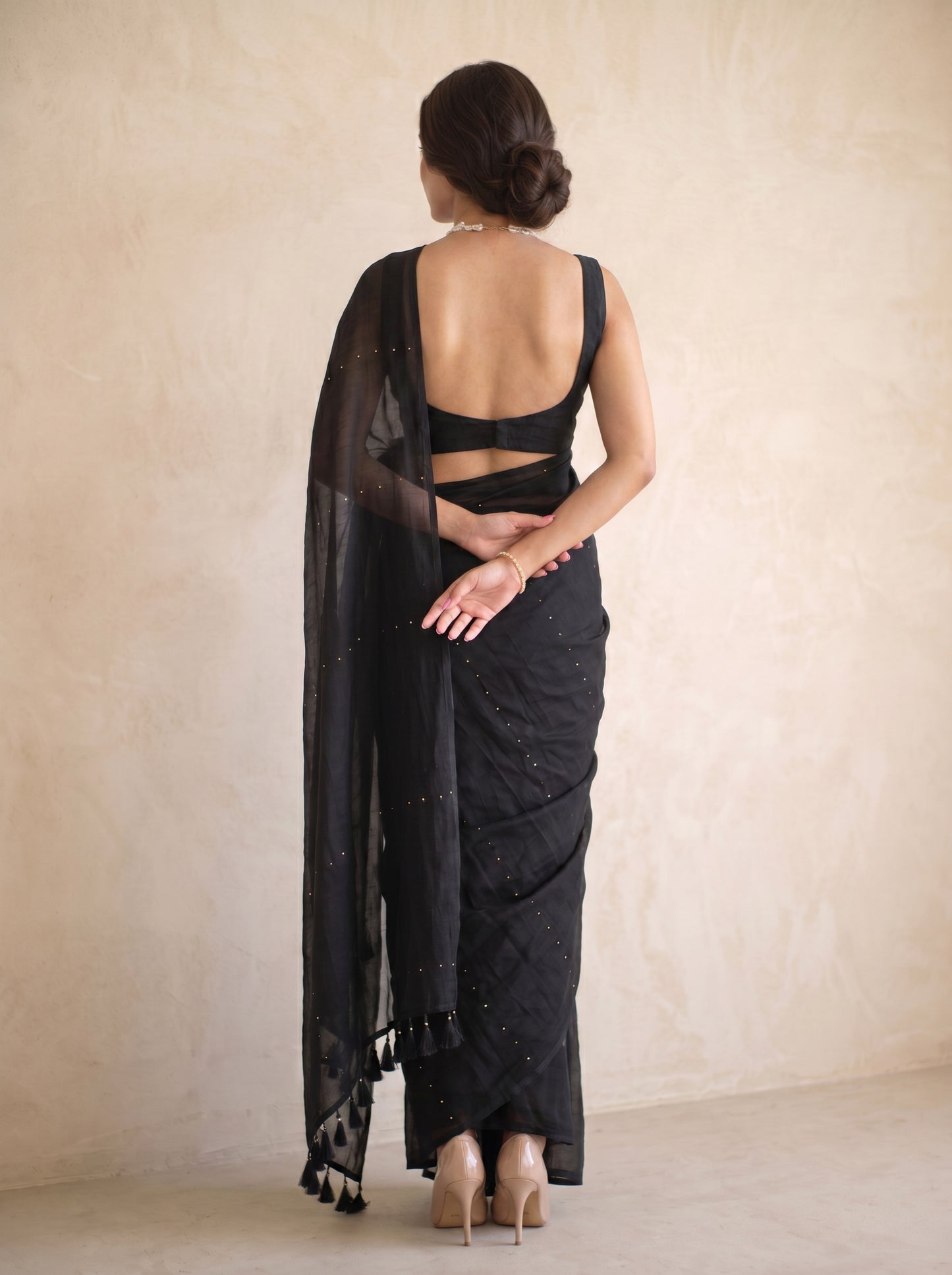 Celestial Noir - Black Sequin Saree