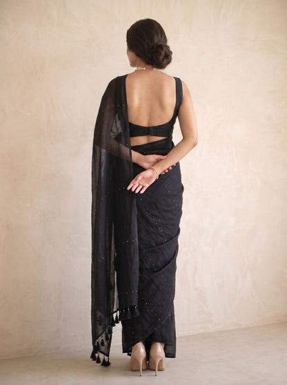 Celestial Noir - Black Sequin Saree