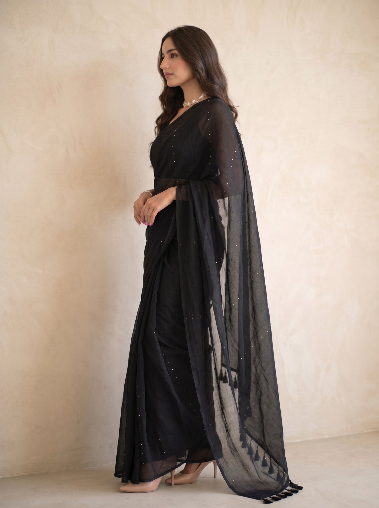 Celestial Noir - Black Sequin Saree