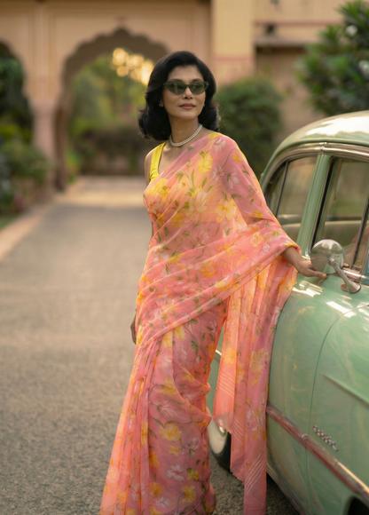 Roselle Pure Chiffon Saree