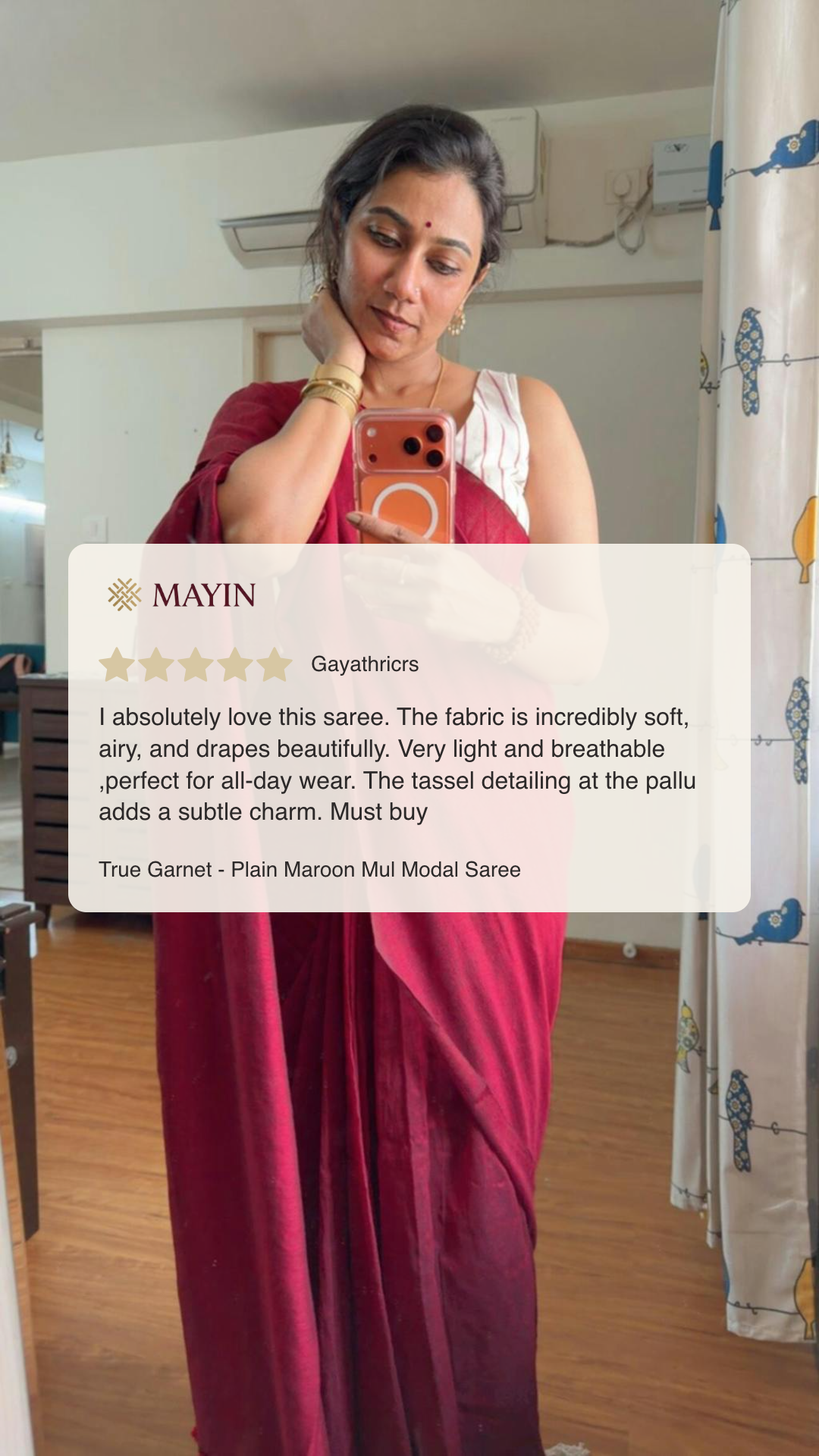True Garnet - Plain Maroon Mul Modal Saree