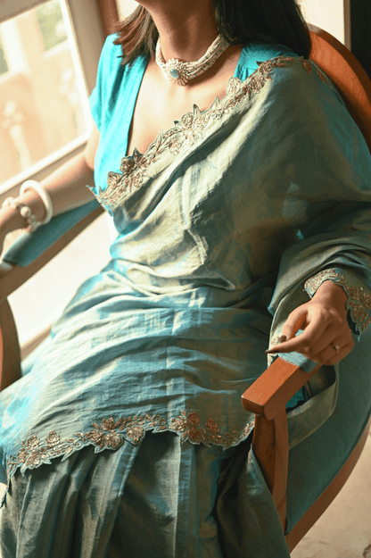 Firoza Handembroidered Saree - Mayin India 