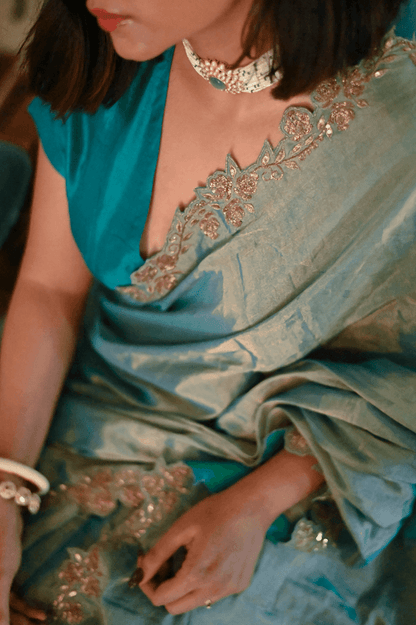 Firoza Handembroidered Saree - Mayin India 